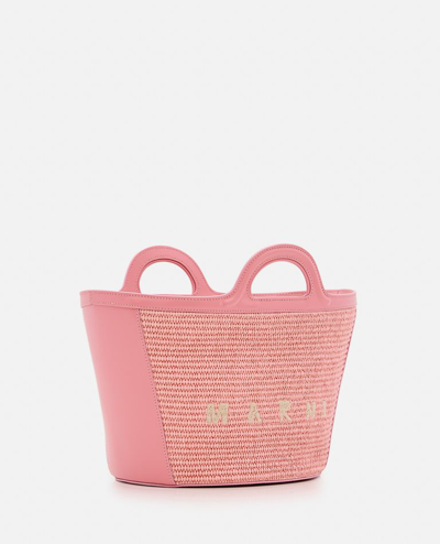 Shop Marni Small Tropicalia Raffia Bucket Bag In Rose