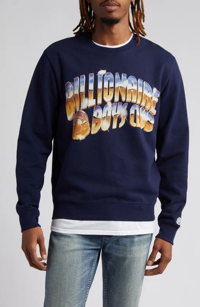 Shop Billionaire Boys Club Chrome Graphic Sweatshirt In Maritime