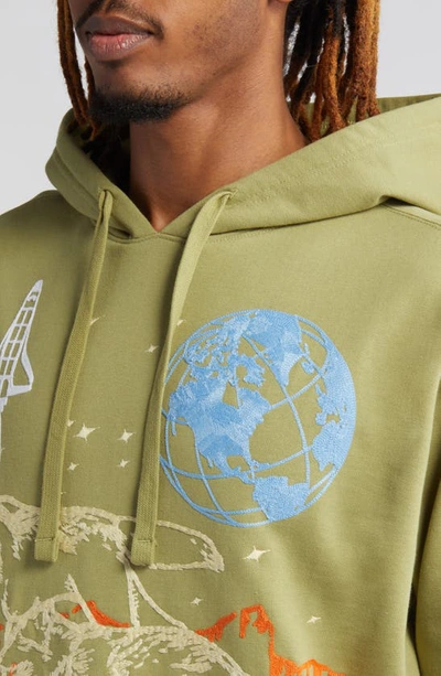 Shop Billionaire Boys Club Hunt For The Moon Embroidered Hoodie In Mosstone