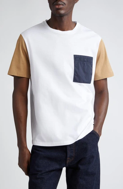 Shop Herno Colorblock Mixed Media Superfine Cotton Jersey T-shirt In White