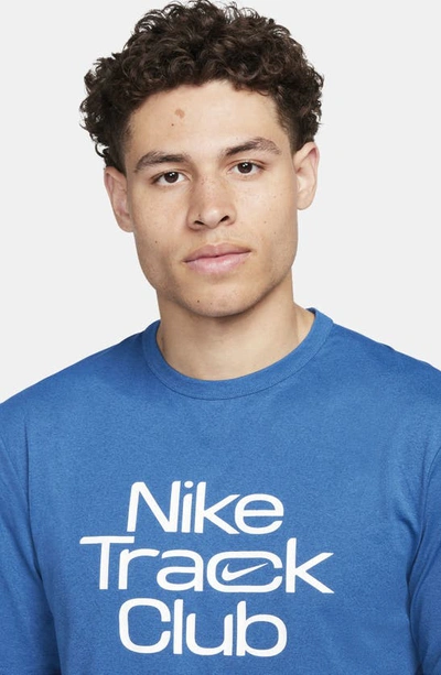 Shop Nike Track Club Dri-fit T-shirt In Court Blue/ Summit White
