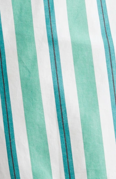 Shop Ganni Stripe Elastic Waist Organic Cotton Shorts In Creme De Menthe