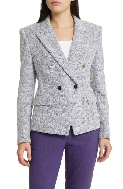 Shop Hugo Boss Jocanah Tweed Double Breasted Blazer In Mulberry Purple Boucle
