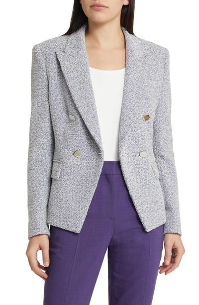 Shop Hugo Boss Jocanah Tweed Double Breasted Blazer In Mulberry Purple Boucle
