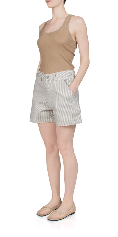 Shop Denimist Carpenter Striped Cotton Shorts