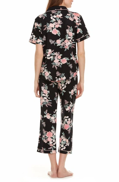Shop Flora Nikrooz Annie Short Sleeve & Capri Print Pajamas In Black