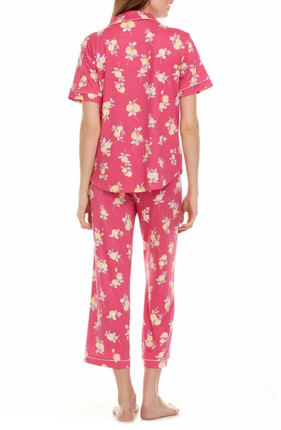 Shop Flora Nikrooz Annie Short Sleeve & Capri Print Pajamas In Pink