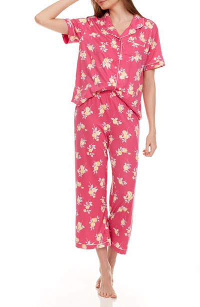 Shop Flora Nikrooz Flora By  Annie Short Sleeve & Capri Print Pajamas In Pink
