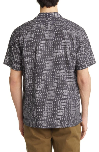 Treasure & Bond Chain Print Short Sleeve Button-up Camp Shirt In Navy India Ink Delicate Geo