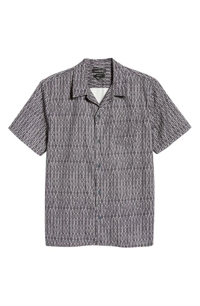 Treasure & Bond Chain Print Short Sleeve Button-up Camp Shirt In Navy India Ink Delicate Geo