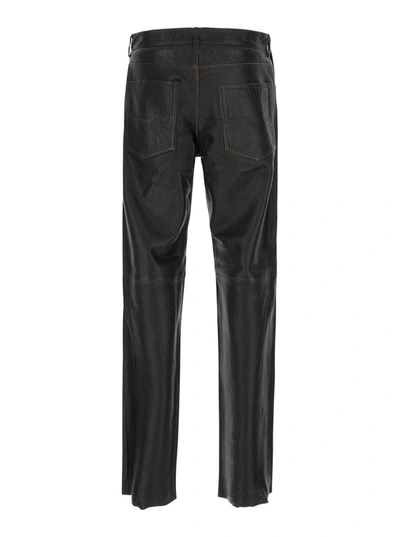 Shop Diesel Black 'p-kooman' Trousers In Sheepskin Leather Man