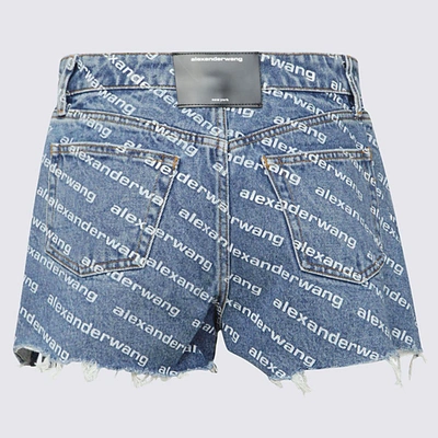 Shop Alexander Wang Deep Blue And White Cotton Bite Shorts In Deep Blue/white