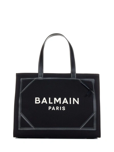 Shop Balmain B-army 42 Black Canvas Bag