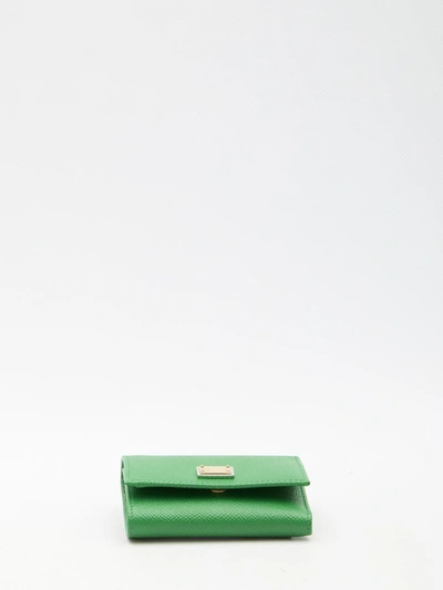 Shop Dolce & Gabbana Bi-fold Wallet In Leather In Green