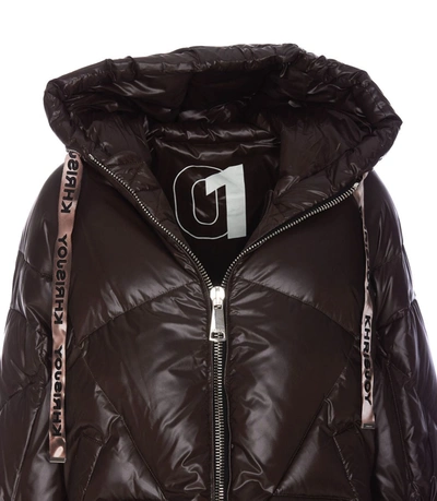 Shop Khrisjoy Brown 'puff Khris Iconic' Oversized Down Jacket With Hood In Polyester Woman