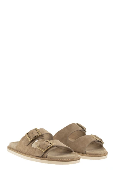 Shop Brunello Cucinelli Leather Sandals In Brown