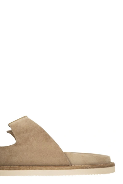 Shop Brunello Cucinelli Leather Sandals In Brown