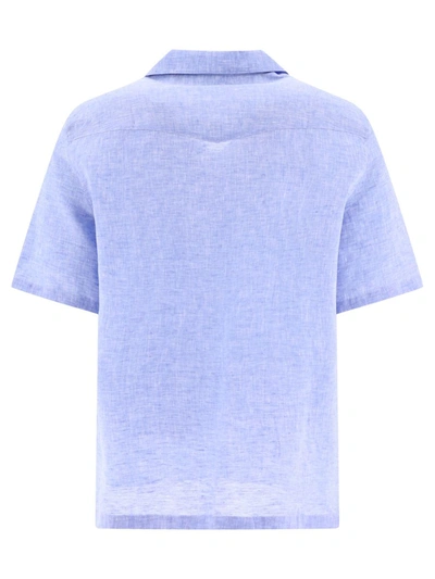 Shop Brunello Cucinelli Chambray Linen Shirt In Blue