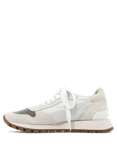 Shop Brunello Cucinelli Suede And Nylon Sneakers In White