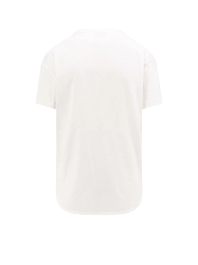 Shop Brunello Cucinelli Shiny Tab Cotton T-shirt In White
