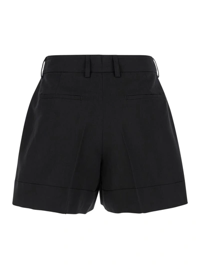 Shop Pt Torino Black High Waisted 'delia' Shorts In Cotton & Linen Blend Woman