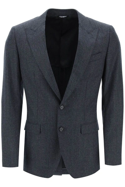 Shop Dolce & Gabbana Wool Single-breasted Blazer Jacket In Grey