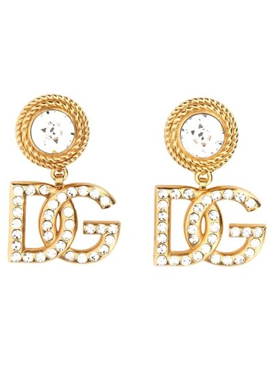 Shop Dolce & Gabbana Logo Earrings In Golden
