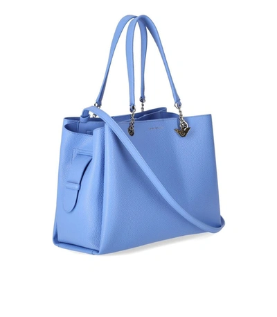 Shop Ea7 Emporio Armani  Charm Light Blue Shopping Bag
