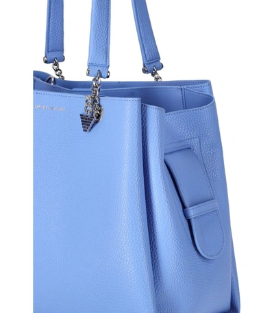 Shop Ea7 Emporio Armani  Charm Light Blue Shopping Bag