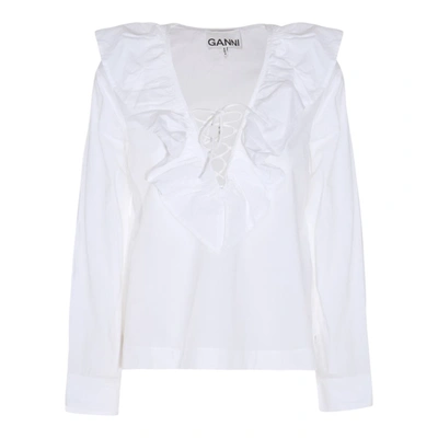 Shop Ganni Shirts White