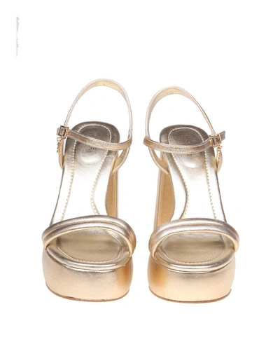 Shop Michael Kors Laminated Leather Sandal In Pale Gold