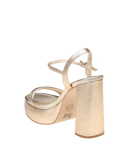 Shop Michael Kors Laminated Leather Sandal In Pale Gold