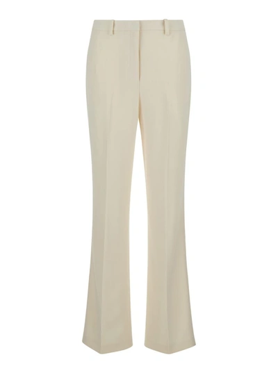 Shop Theory Ivory White Sartorial Pants With Stretch Pleat In Technical Fabric Woman