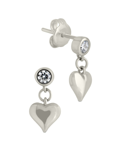 Sterling Forever Silver Cz Luna Heart Studs