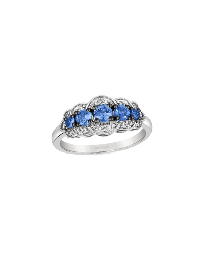 Le Vian Blueberry Sapphire 14k 0.84 Ct. Tw. Diamond & Sapphire Half-eternity Stackable Ring In Multi