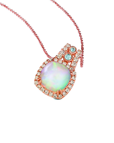 Le Vian Neopolitan Opal 14k Rose Gold 2.71 Ct. Tw. Diamond & Opal Drop Pendant