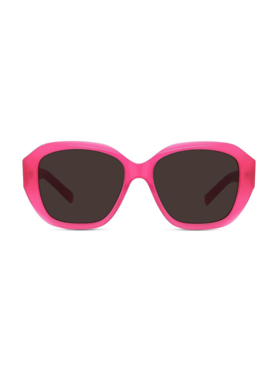 Shop Givenchy Women's Gvday 55mm Round Sunglasses In Hot Pink Brown