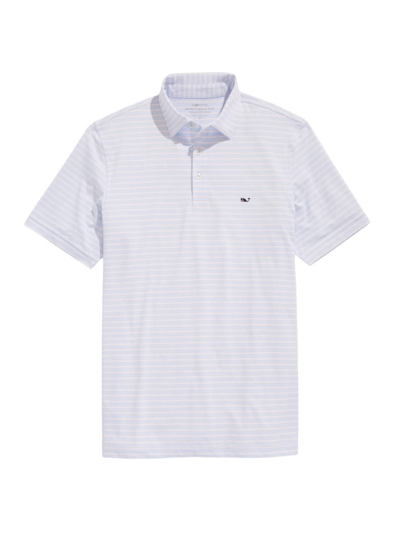 Shop Vineyard Vines Men's St. Jean Sankaty Striped Polo Shirt In White Multi