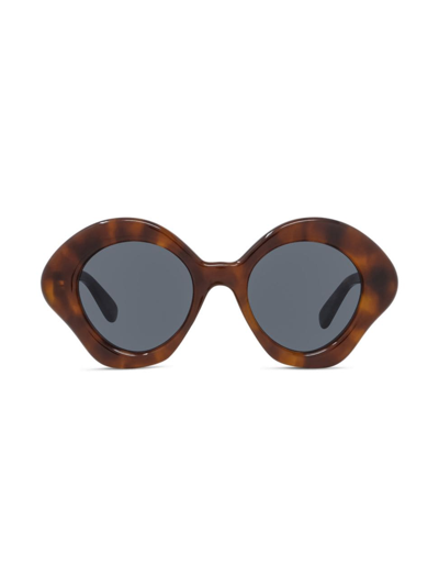 Shop Loewe Women's Curvy Geometric Sunglasses In Blonde Havana Blue