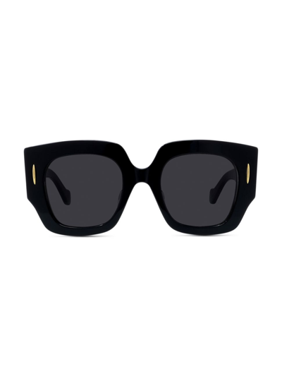 Shop Loewe Women's Anagram 50mm Geometric Sunglasses In Shiny Black Smoke
