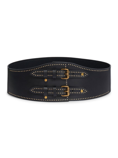 Shop Isabel Marant Women's Riccia Leather Waist Belt In Black