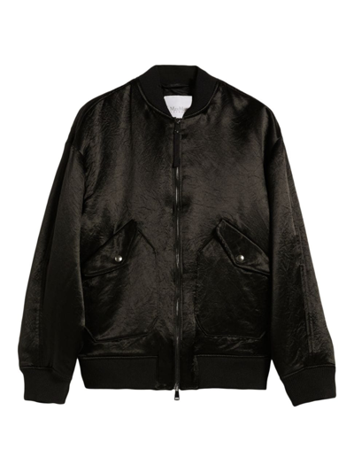 Shop Max Mara Women's Imelde Quilted Satin Bomber Jacket In Black