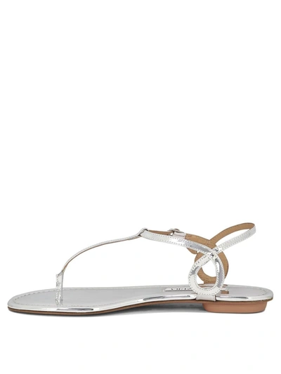 Shop Aquazzura "almost Bare" Sandals In Silver