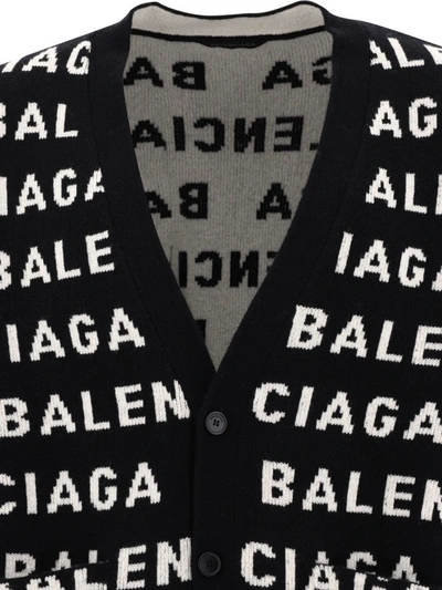 Shop Balenciaga Cardigan With Logo In Black