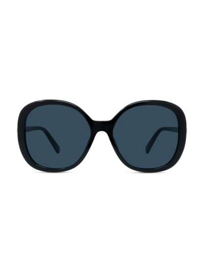 Shop Stella Mccartney Women's Round Shiny 58mm Gradient Sunglasses In Shiny Black Blue