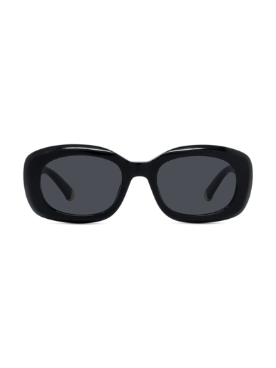 Shop Stella Mccartney Women's Square Shiny 52mm Sunglasses In Shiny Black Smoke