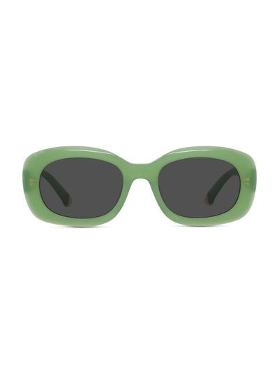 Shop Stella Mccartney Women's Square Shiny 52mm Sunglasses In Light Green Brown