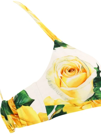 Shop Dolce & Gabbana Rose-print Bralette In Yellow