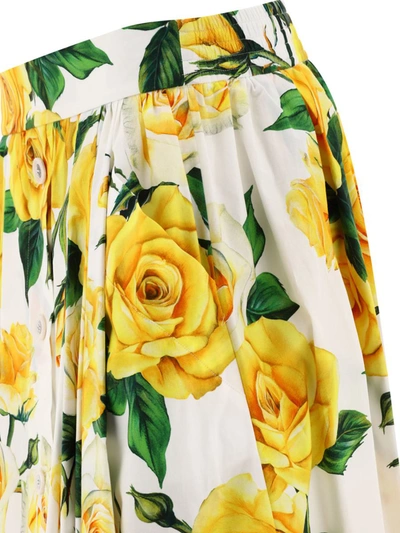Shop Dolce & Gabbana Rose-printed Circle Skirt In Yellow