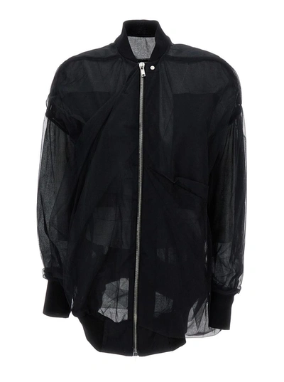 Rick Owens Womens Black Semi-sheer Relaxed-fit Tulle Jacket In Black